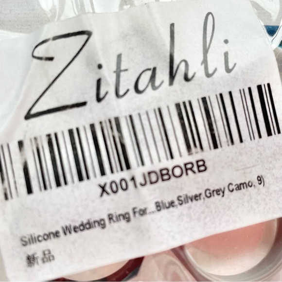 NEW 4 Men’s Silicone Ring Band Size 9 Zitahli Wedding Bands Black Silver Blue - Picture 8 of 9